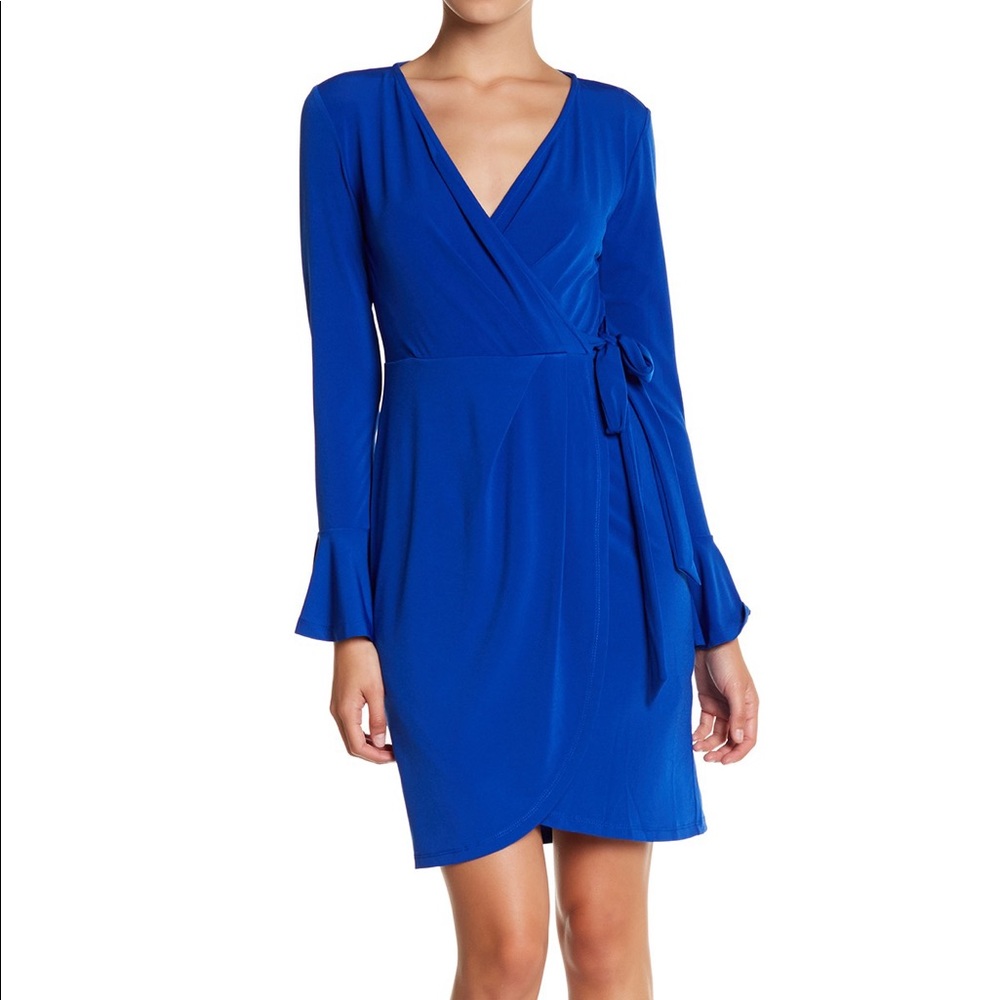 London Times Bell Sleeve Wrap Dress